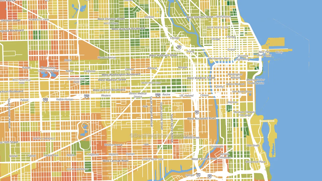Near West Side, Chicago, IL block-group voter-turnout map