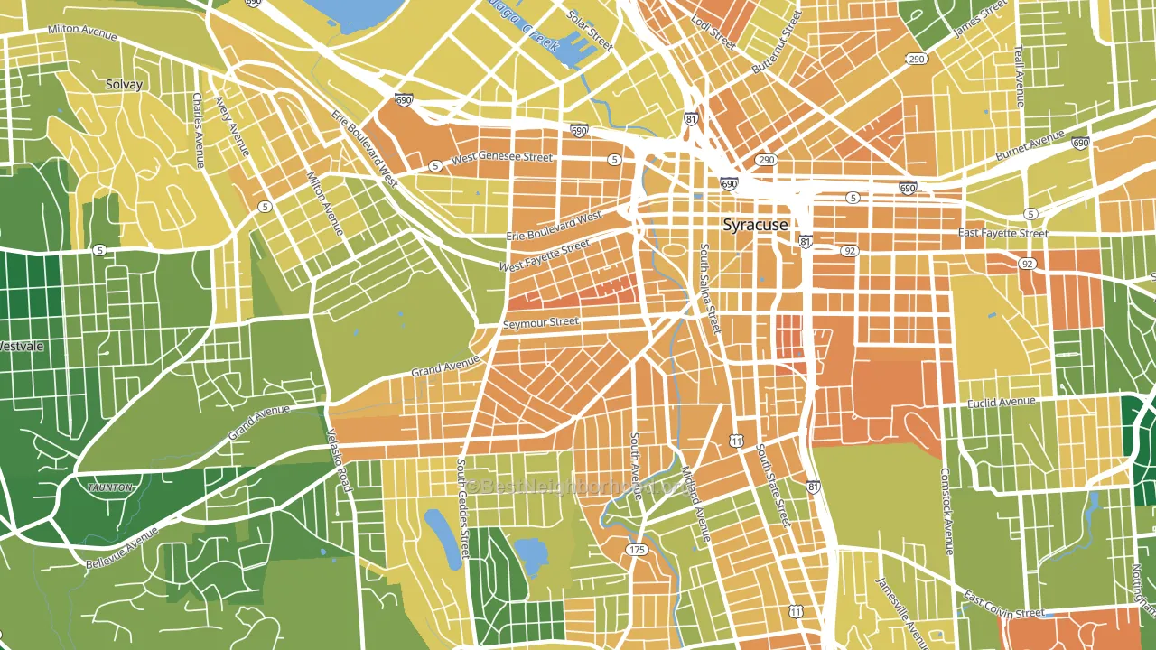 Near Westside, Syracuse, NY block-group voter-turnout map