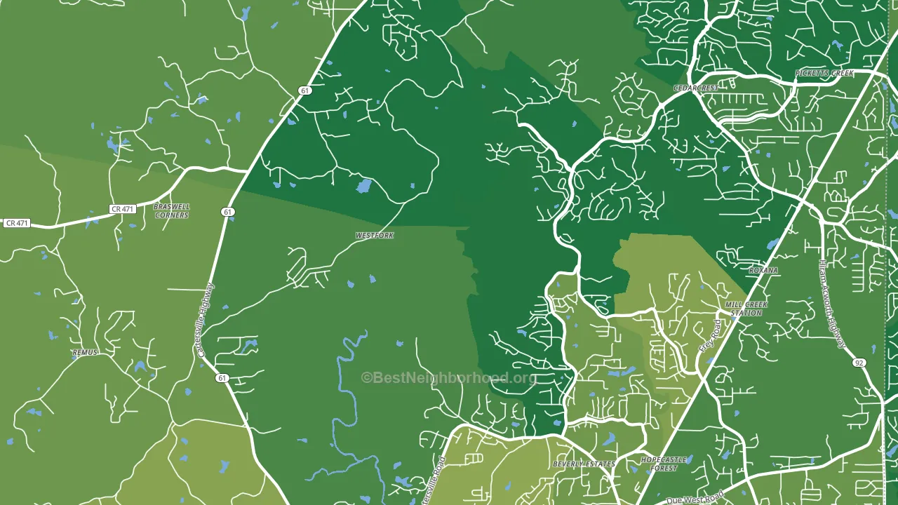 Nebo, GA block-group voter-turnout map