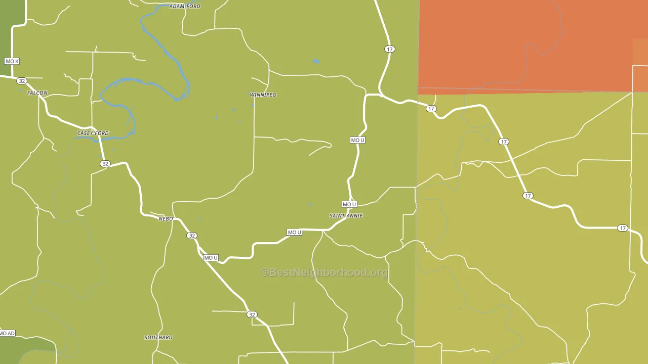 Nebo, MO block-group voter-turnout map