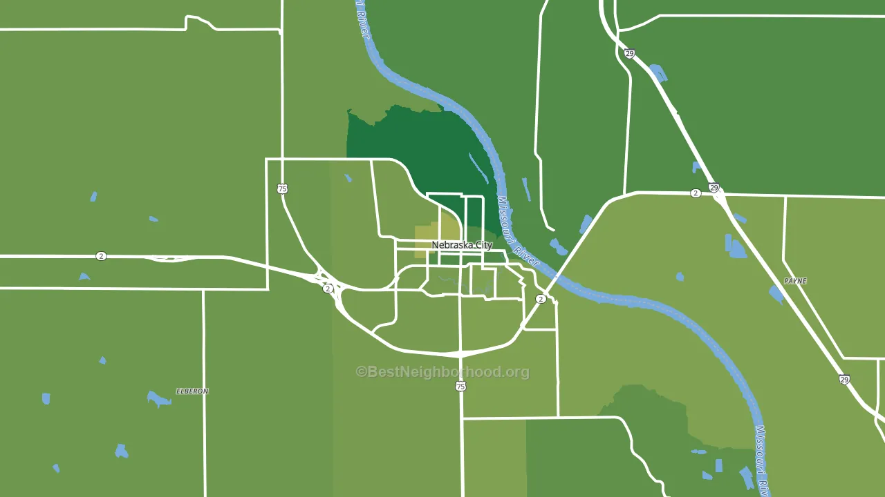 Nebraska City, NE block-group voter-turnout map