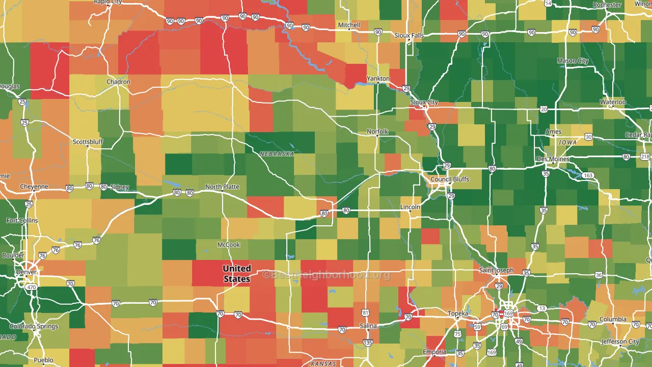 Nebraska block-group voter-turnout map