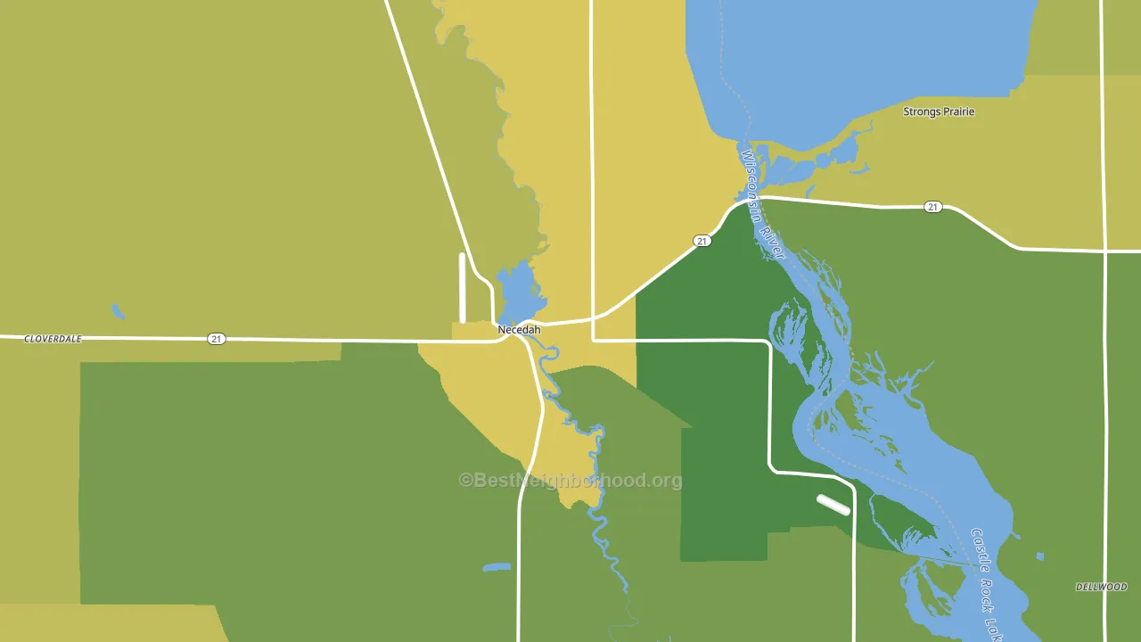Necedah, WI block-group voter-turnout map