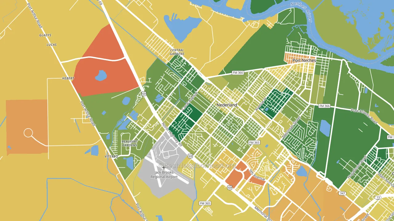 Nederland, TX block-group voter-turnout map