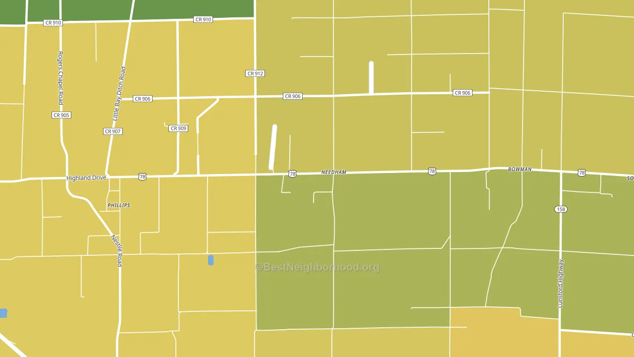 Needham, AR block-group voter-turnout map