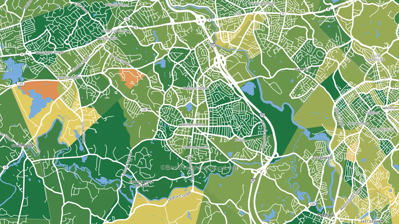 Needham, MA block-group voter-turnout map