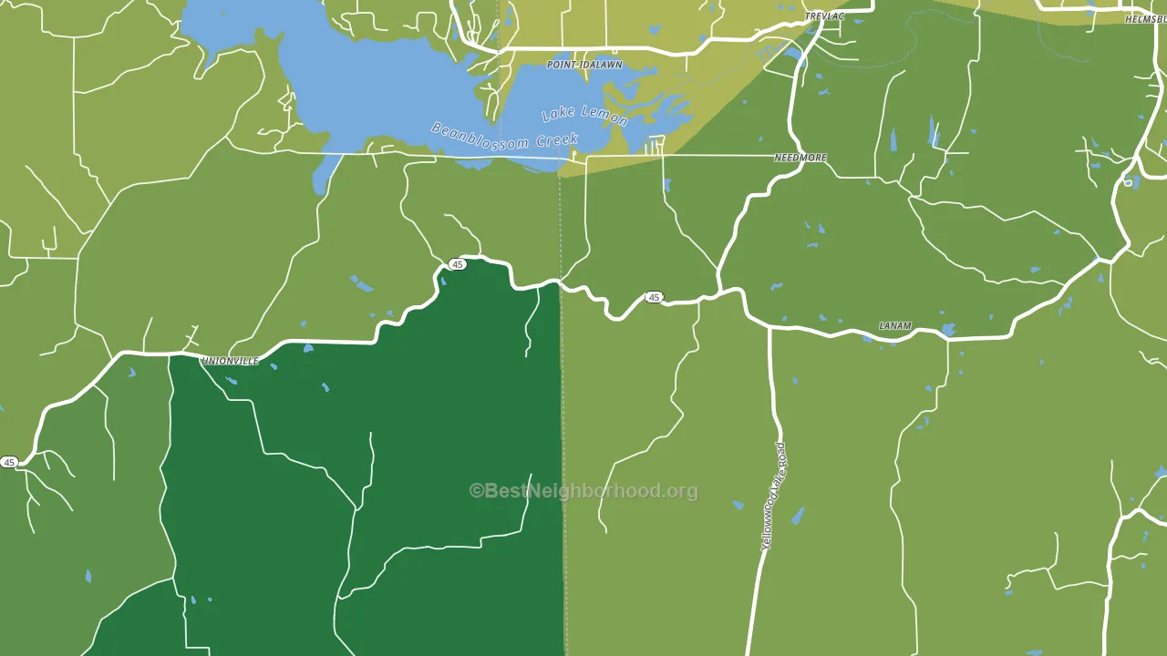 Needmore, IN block-group voter-turnout map