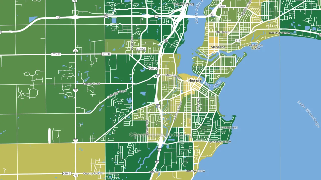 Neenah, WI block-group voter-turnout map