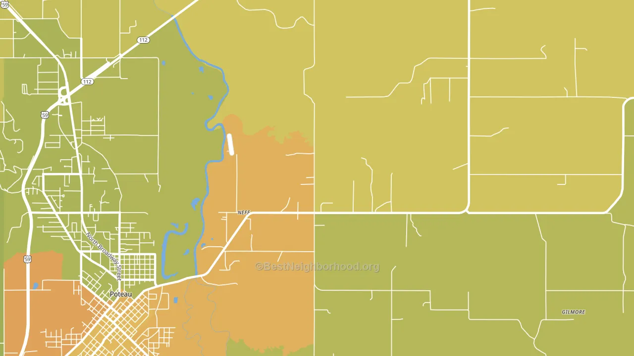 Neff, OK block-group voter-turnout map