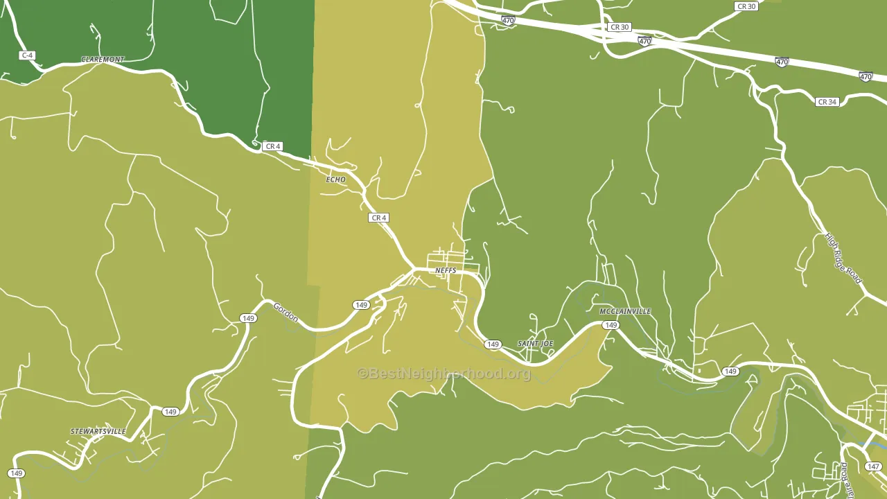 Neffs, OH block-group voter-turnout map