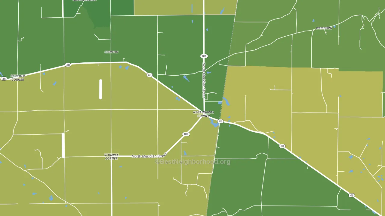 Negangards Corner, IN block-group voter-turnout map