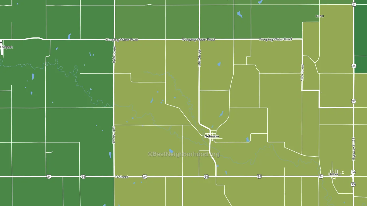 Nehawka, NE block-group voter-turnout map
