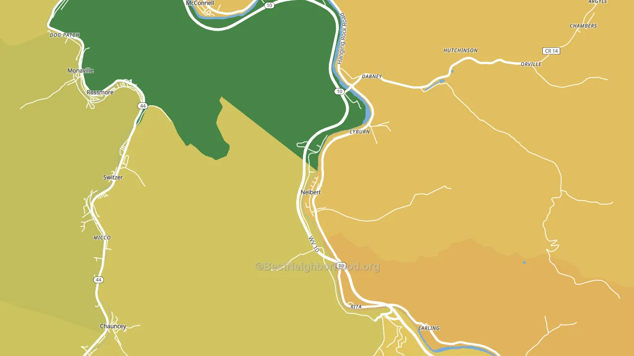 Neibert, WV block-group voter-turnout map