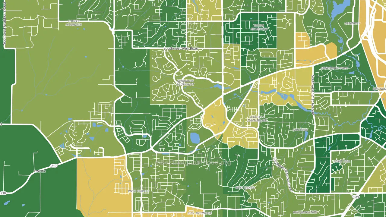 Neighbors Southwest, Beaverton, OR block-group voter-turnout map