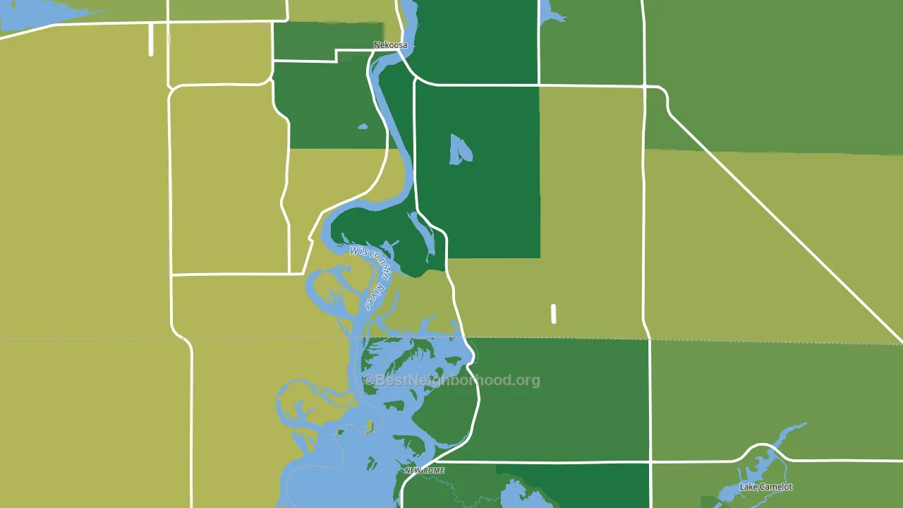 Nekoosa, WI block-group voter-turnout map