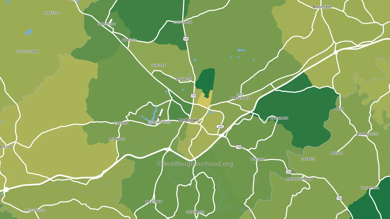 Nelson County, KY block-group voter-turnout map