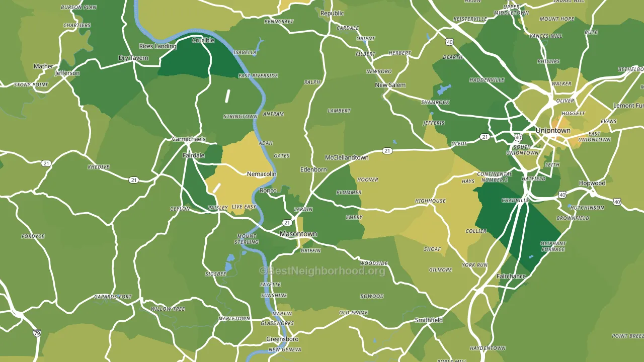 Nemacolin, PA block-group voter-turnout map