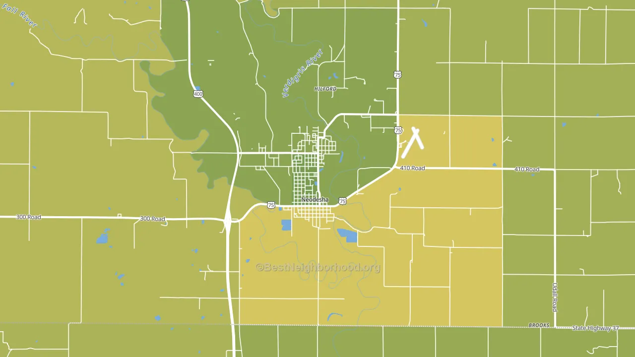 Neodesha, KS block-group voter-turnout map