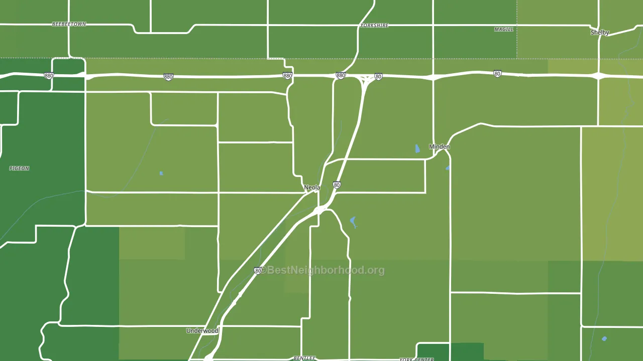 Neola, IA block-group voter-turnout map