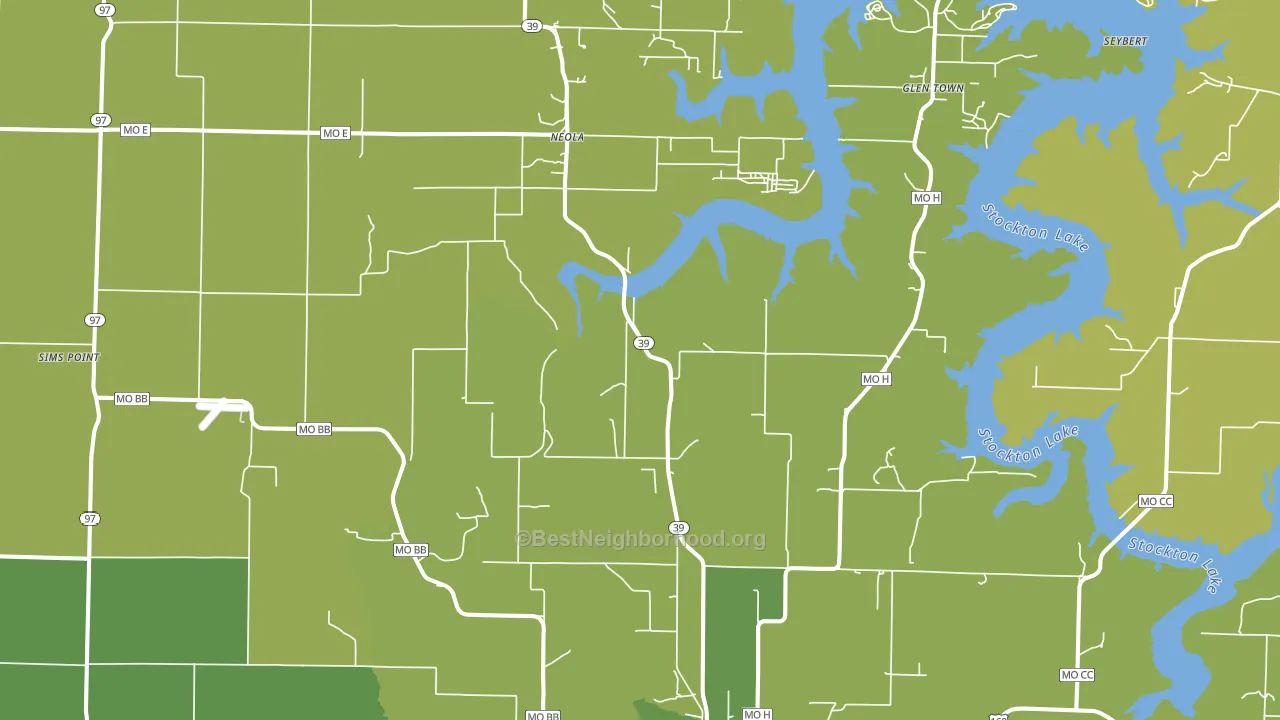 Neola, MO block-group voter-turnout map