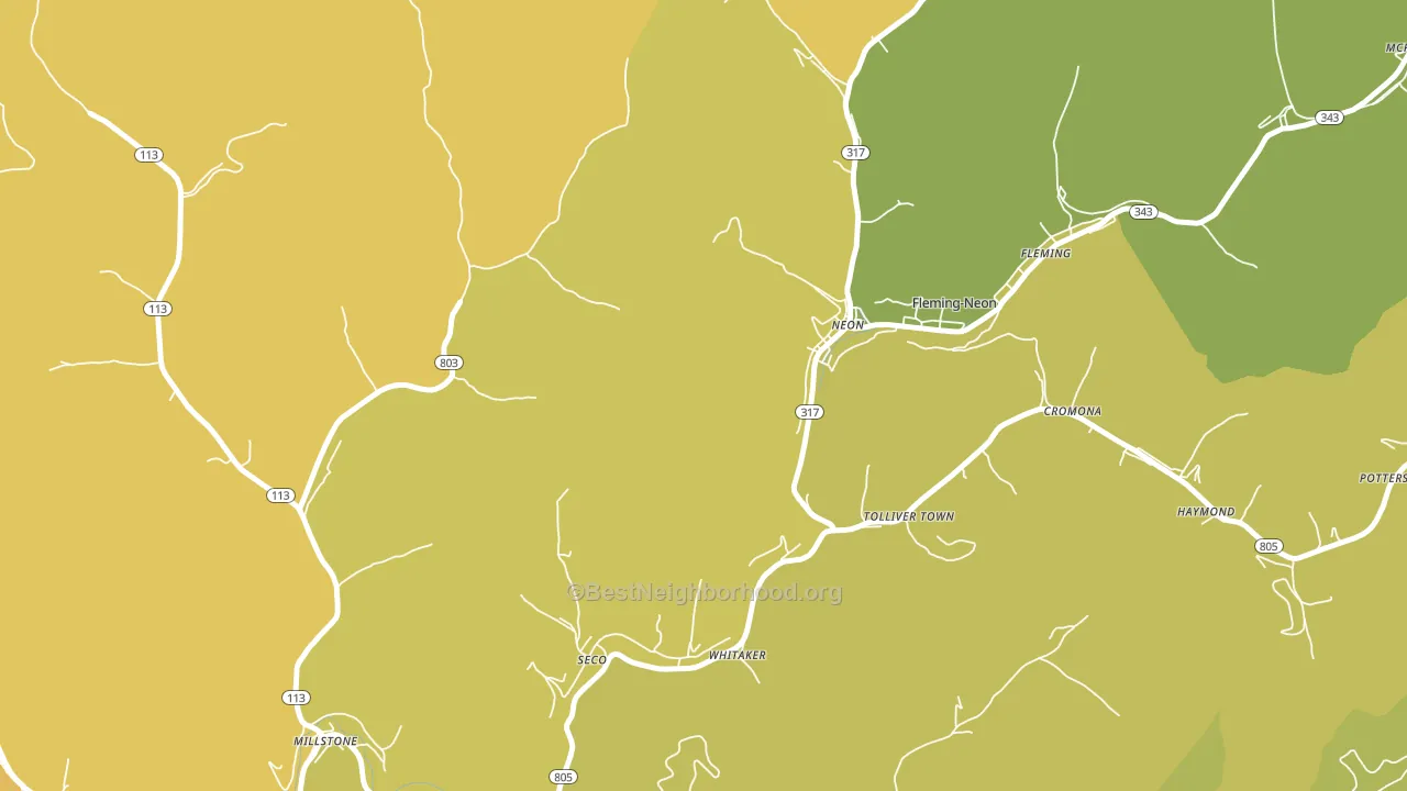 Neon, KY block-group voter-turnout map