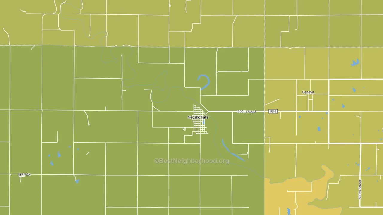 Neosho Falls, KS block-group voter-turnout map