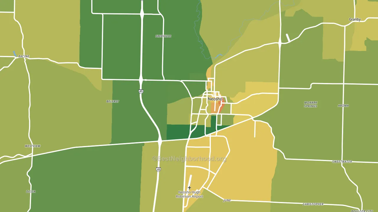 Neosho, MO block-group voter-turnout map