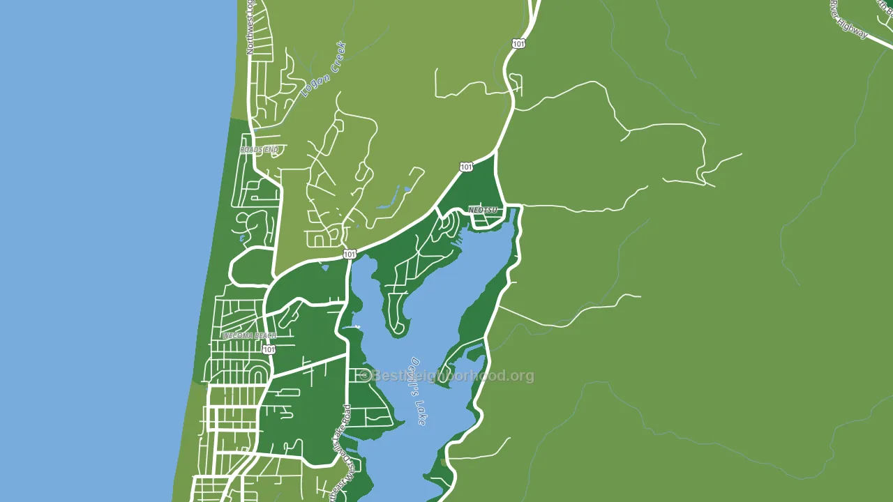 Neotsu, OR block-group voter-turnout map