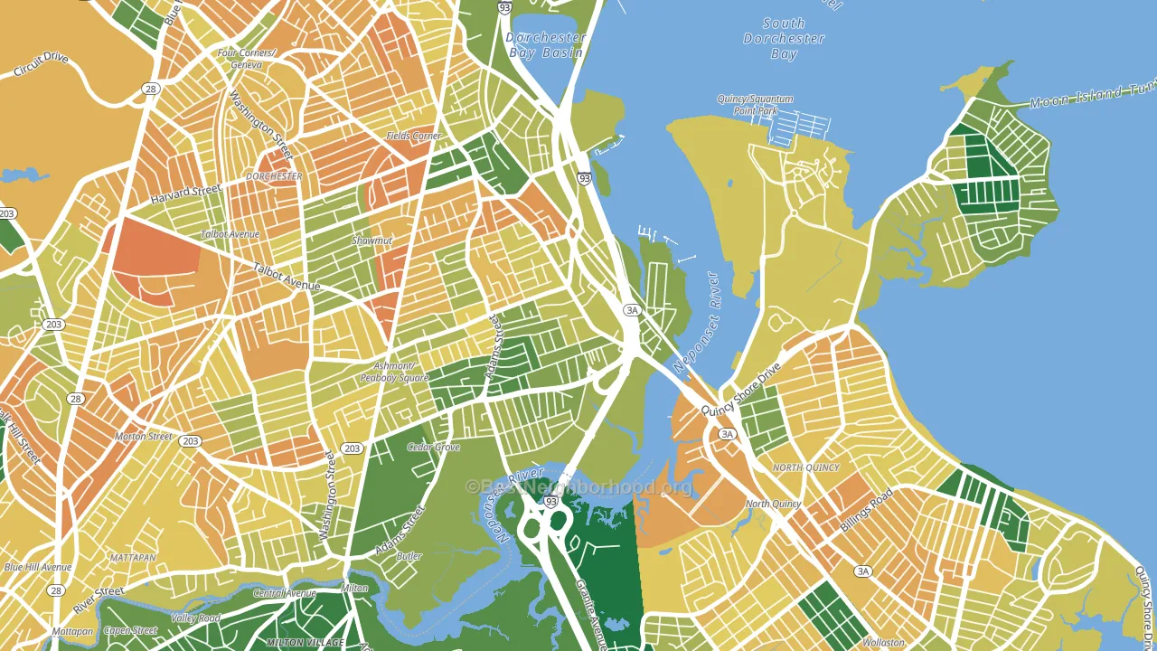 Neponset, Boston, MA block-group voter-turnout map