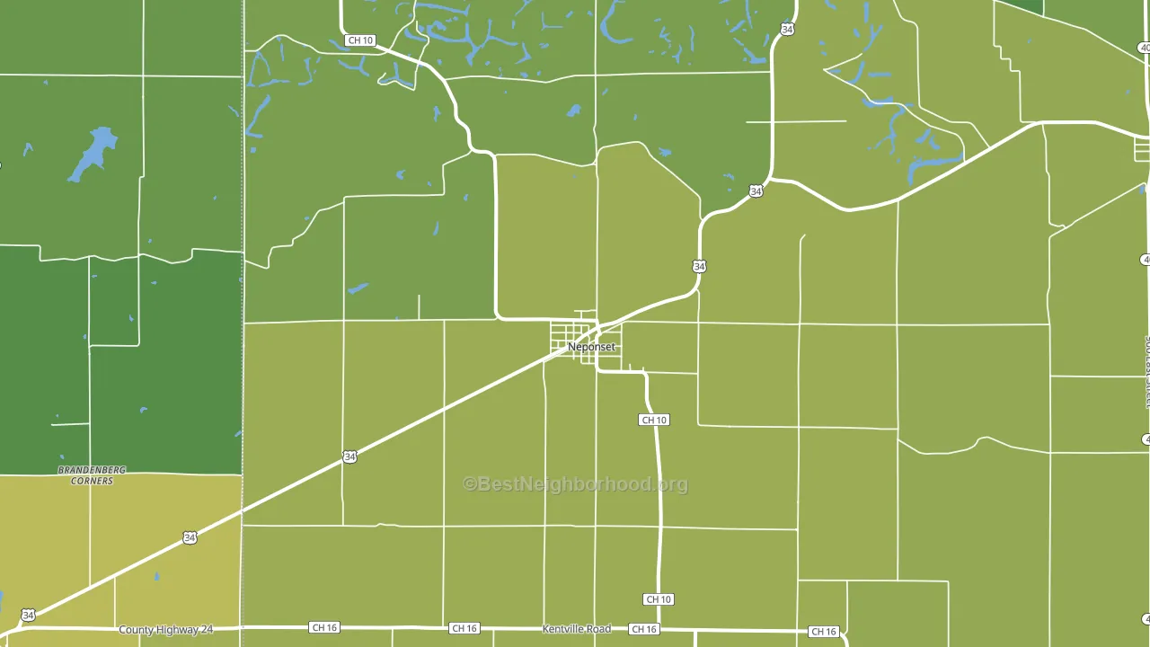 Neponset, IL block-group voter-turnout map