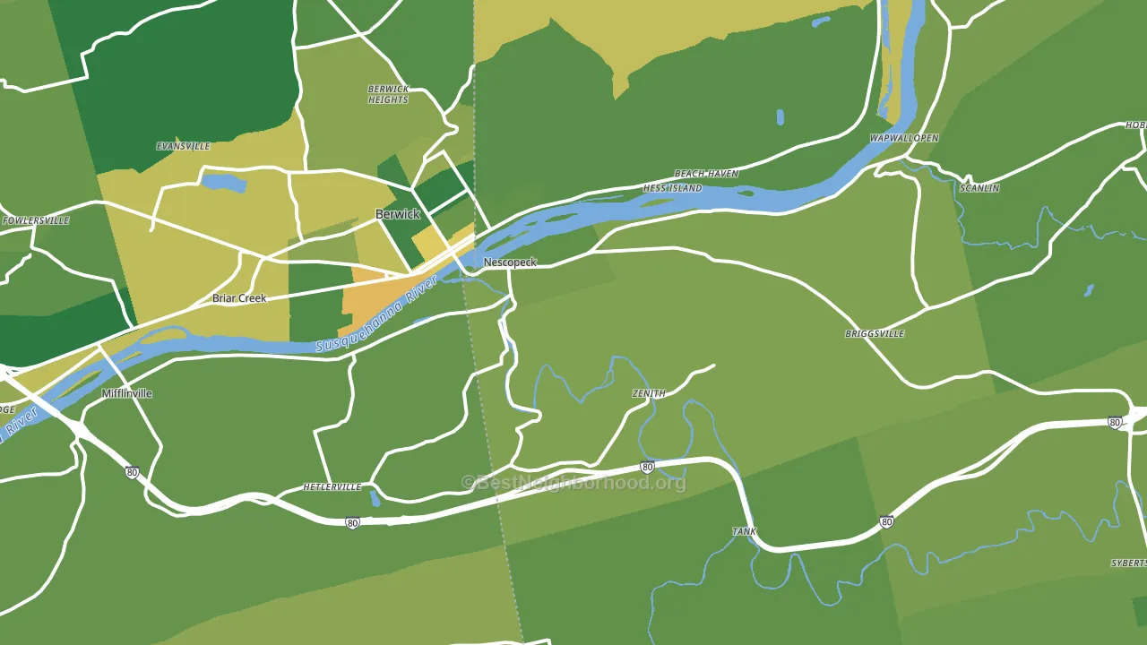 Nescopeck, PA block-group voter-turnout map