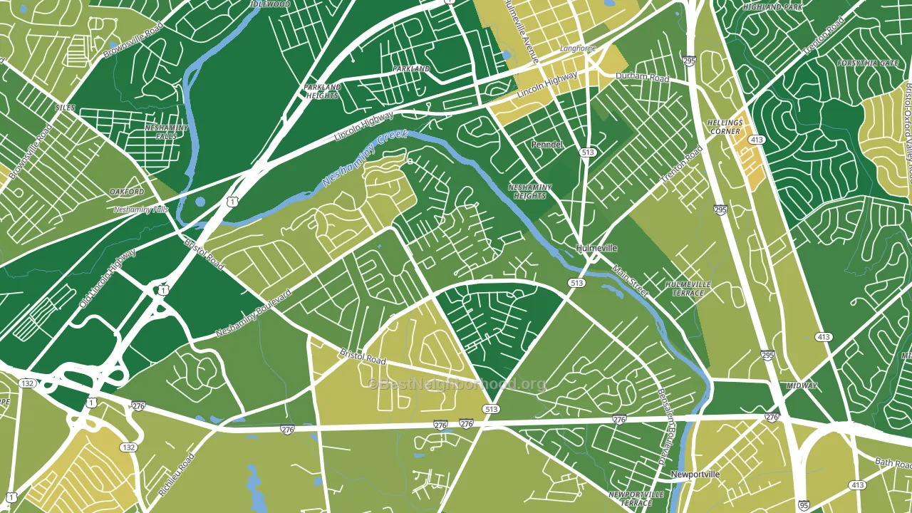 Neshaminy Valley, Bensalem, PA block-group voter-turnout map