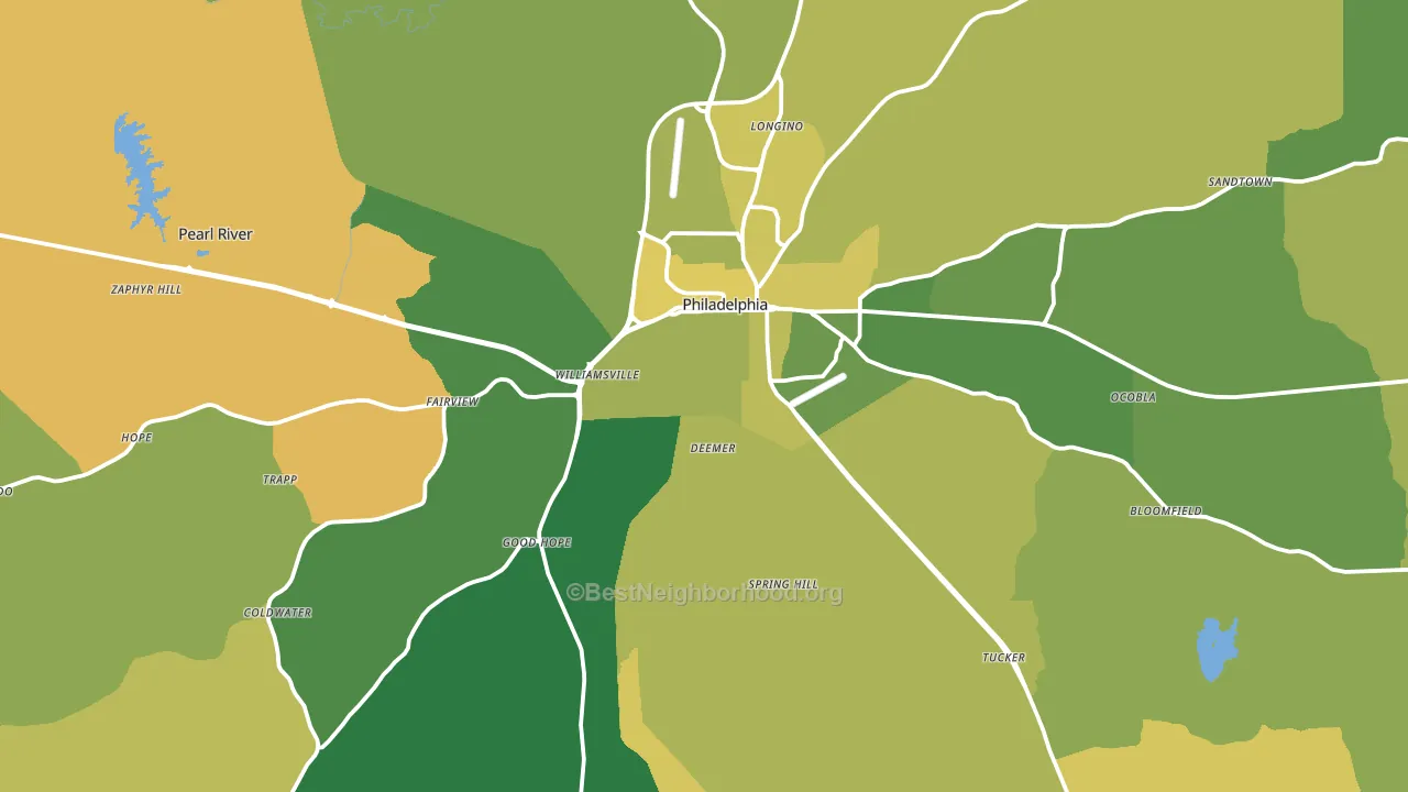 Neshoba County, MS block-group voter-turnout map