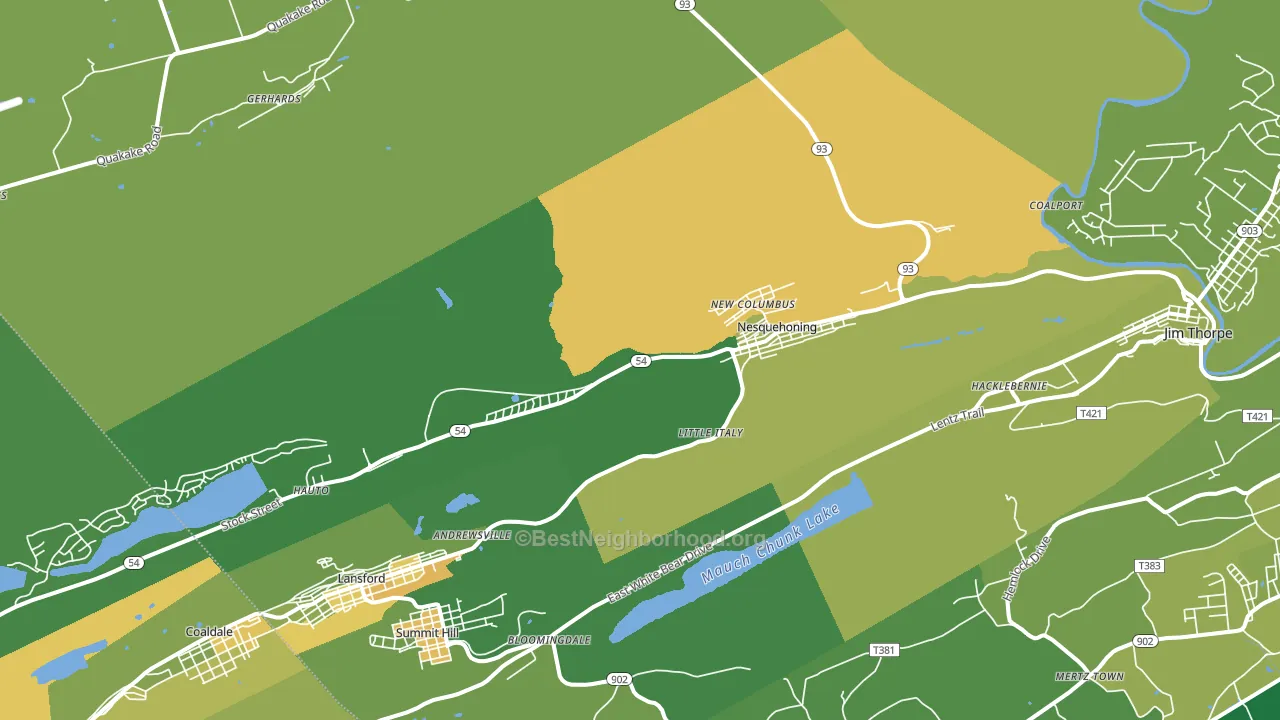 Nesquehoning, PA block-group voter-turnout map