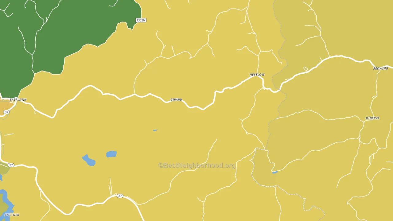 Nestlow, WV block-group voter-turnout map