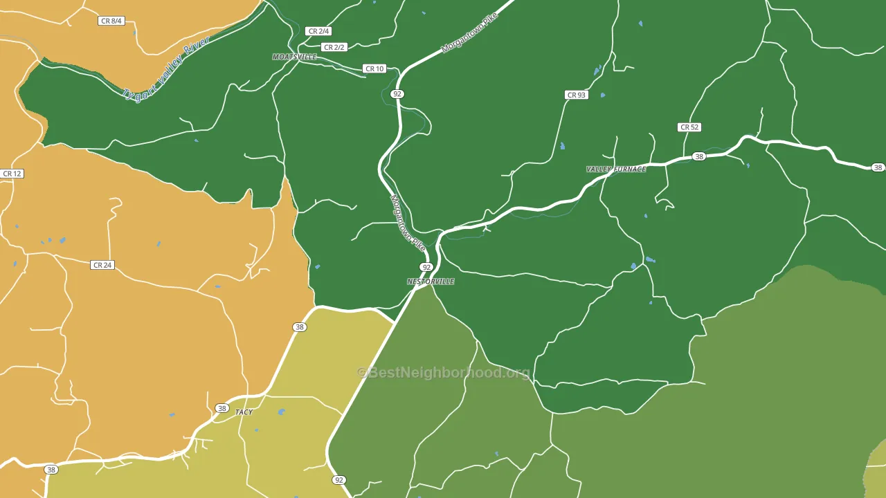 Nestorville, WV block-group voter-turnout map