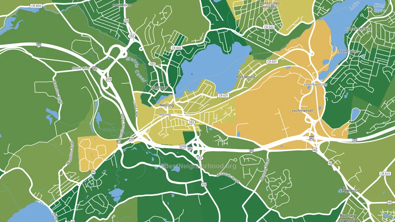 Netcong, NJ block-group voter-turnout map