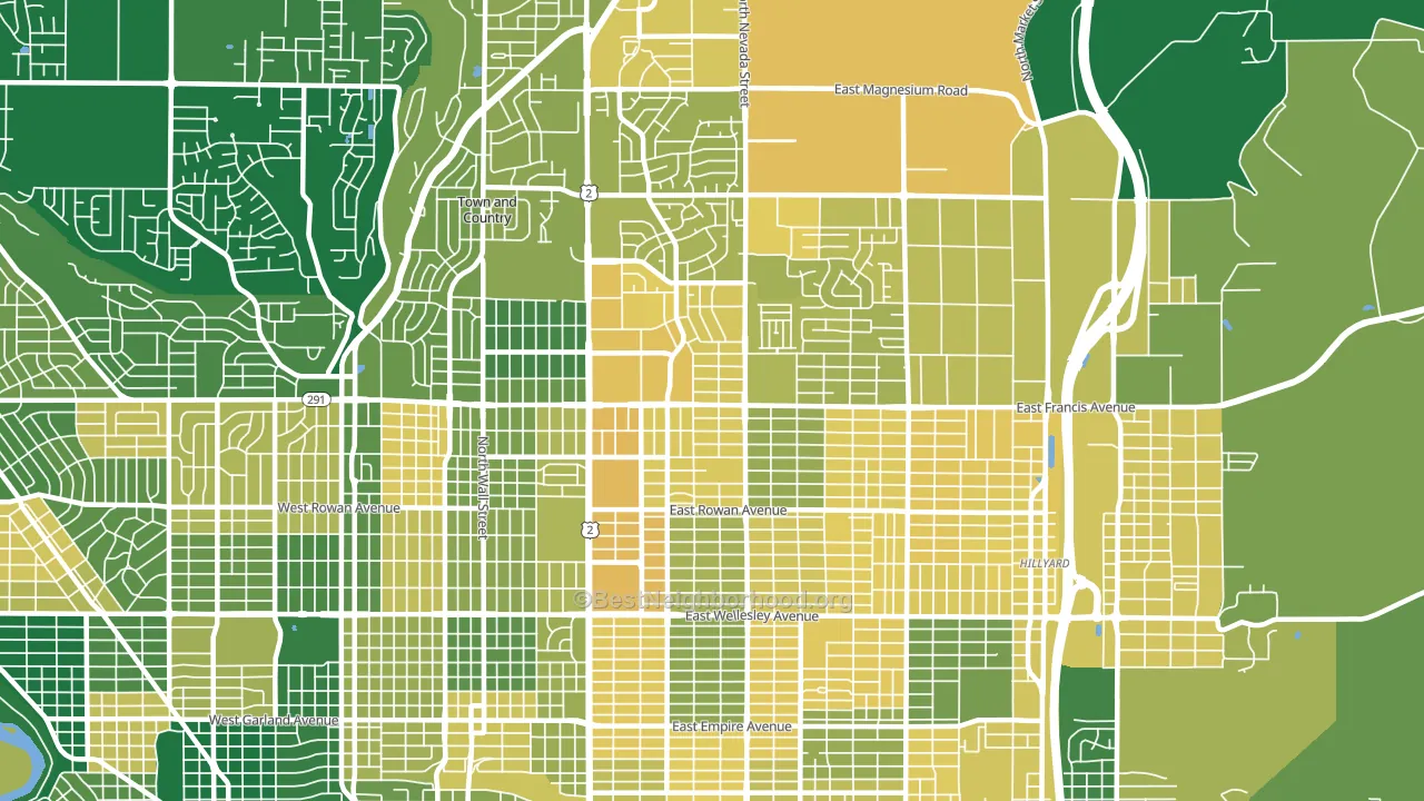 Nevada-Lidgerwood, Spokane, WA block-group voter-turnout map