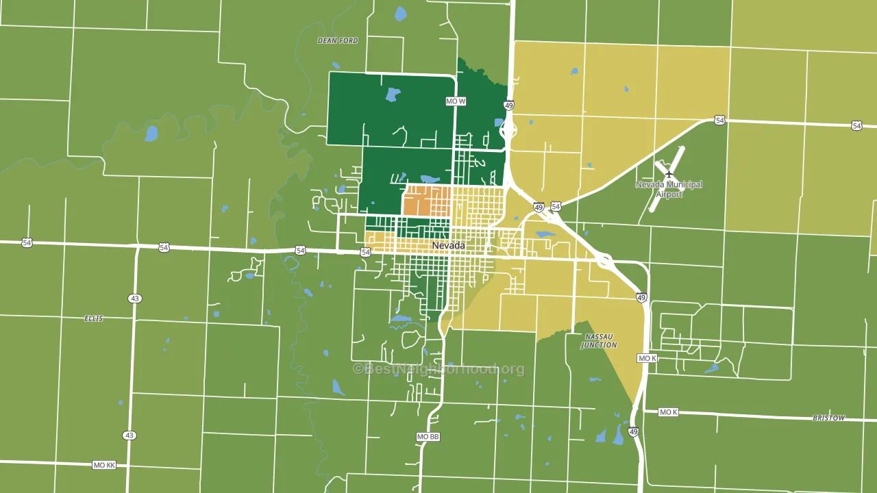 Nevada, MO block-group voter-turnout map