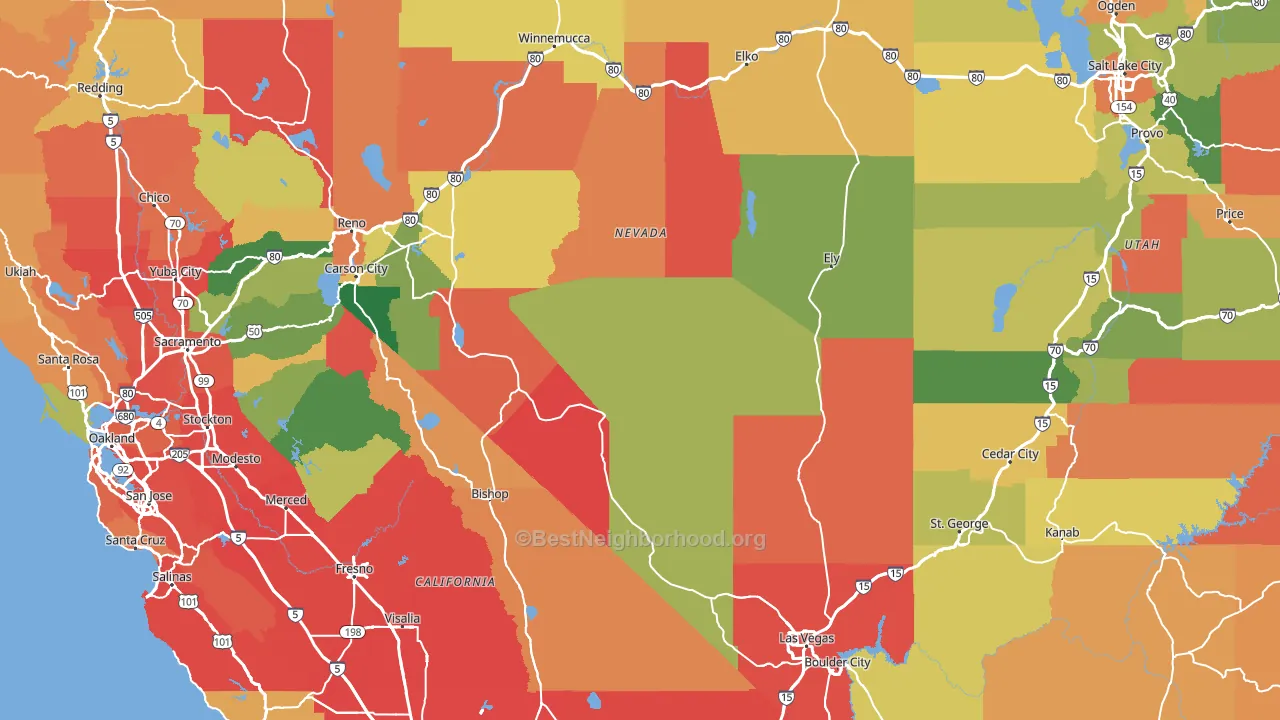 Nevada block-group voter-turnout map