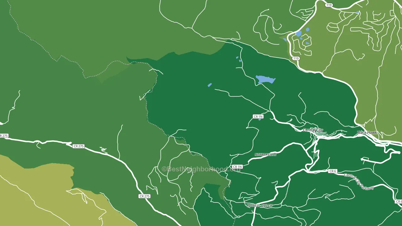 Nevadaville, CO block-group voter-turnout map