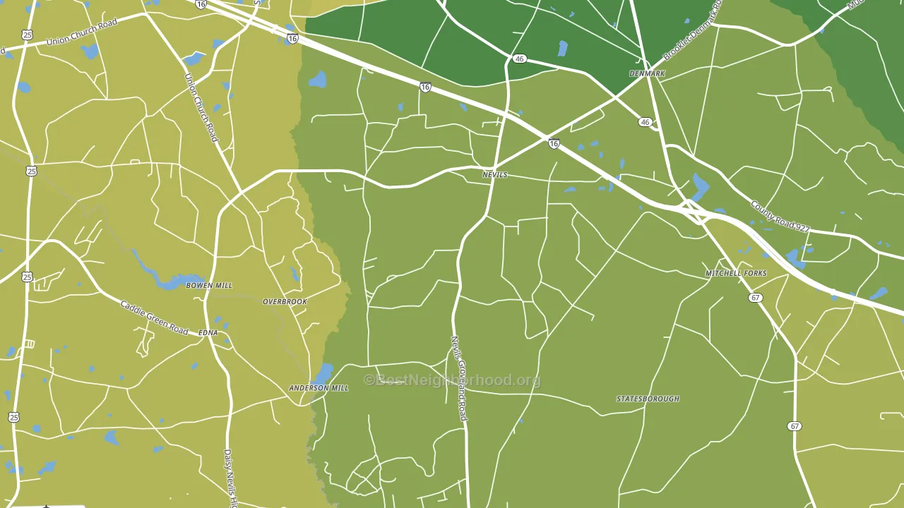 Nevils, GA block-group voter-turnout map