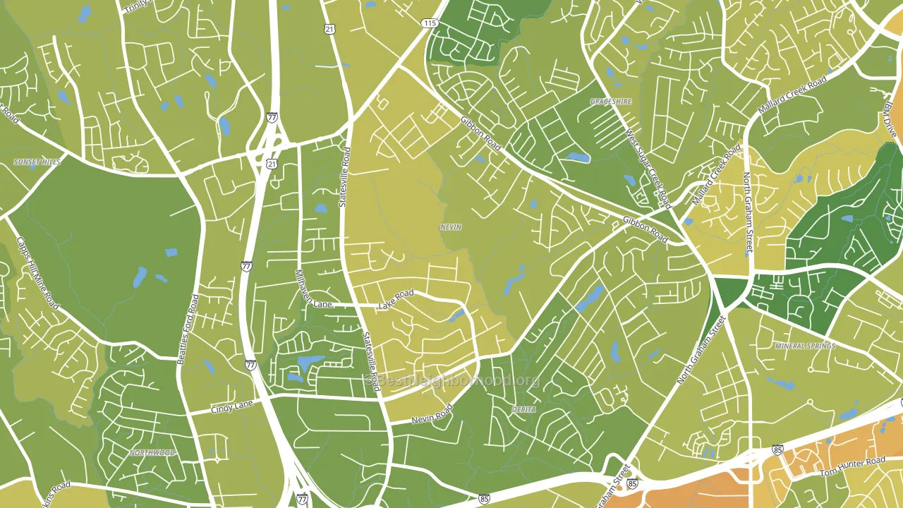 Nevin Community, Charlotte, NC block-group voter-turnout map