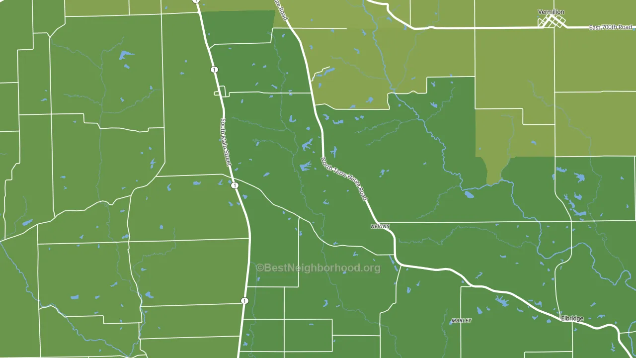Nevins, IL block-group voter-turnout map