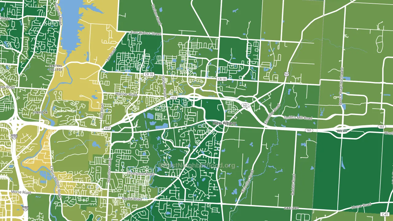 New Albany, OH block-group voter-turnout map
