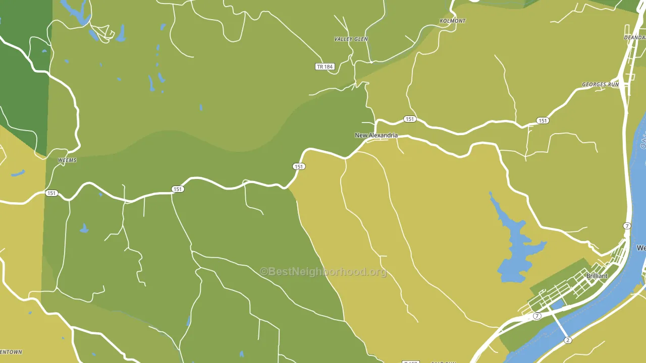 New Alexandria, OH block-group voter-turnout map