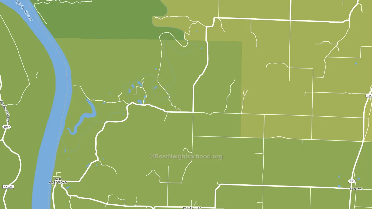 New Amsterdam, IN block-group voter-turnout map