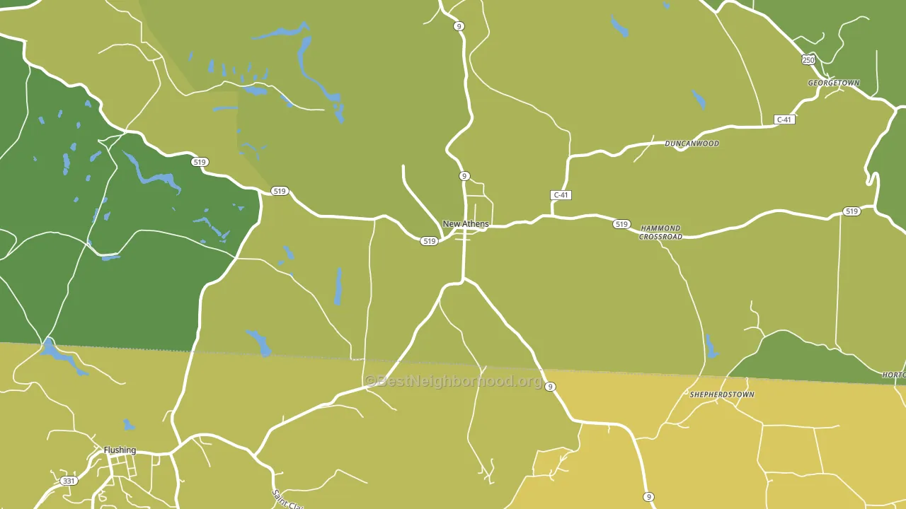 New Athens, OH block-group voter-turnout map