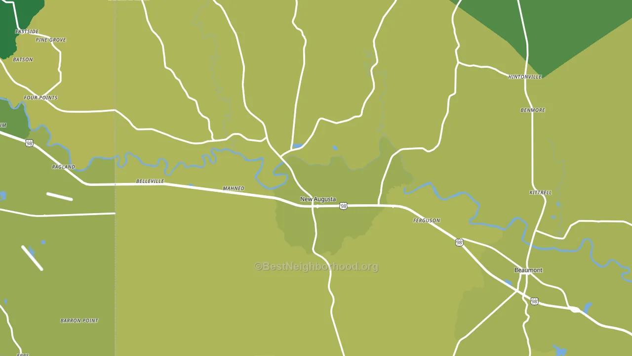 New Augusta, MS block-group voter-turnout map