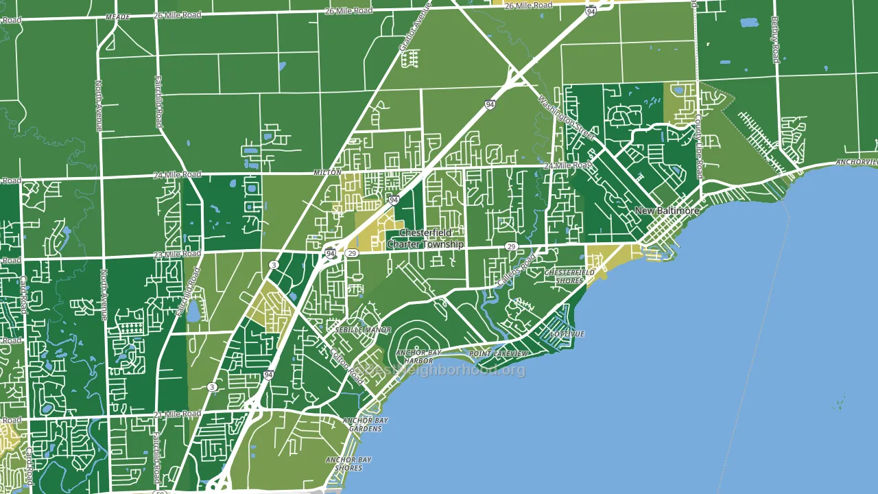 New Baltimore, MI block-group voter-turnout map